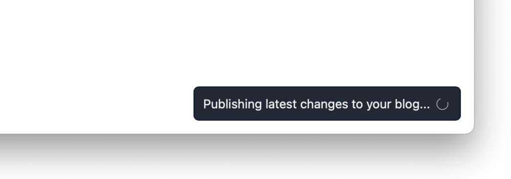 Screenshot of publishing progress