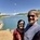 Selfie of my wife and me in front of Grindstone Lake on a very sunny day.