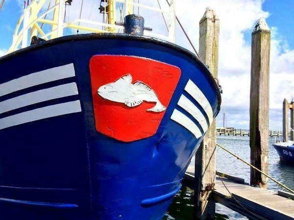 Schönes Wappen an einem holländischen Fischkutter