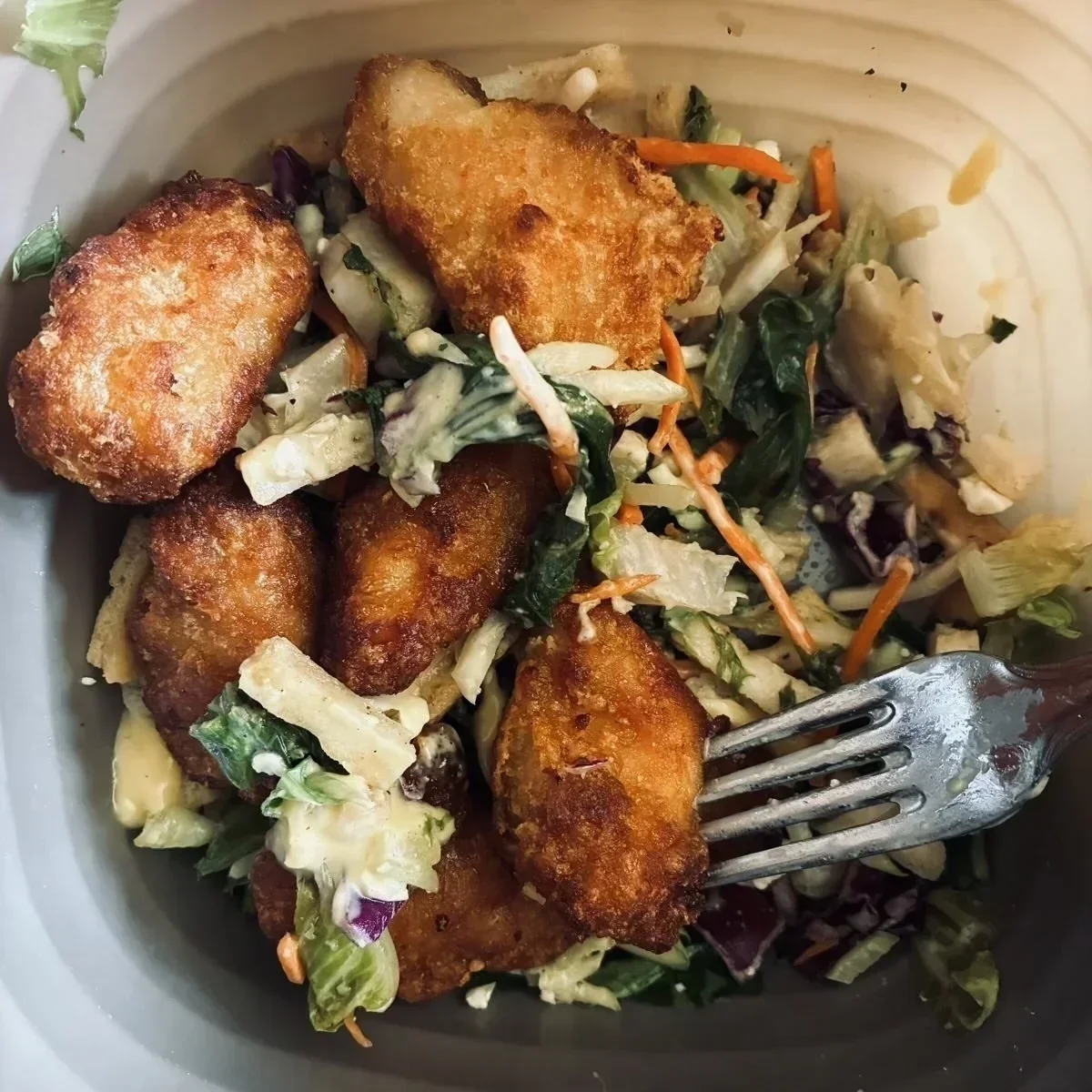 costco salad + costco korean chicken + air fryer lunch, legitness.