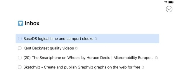An inbox in Things with four items