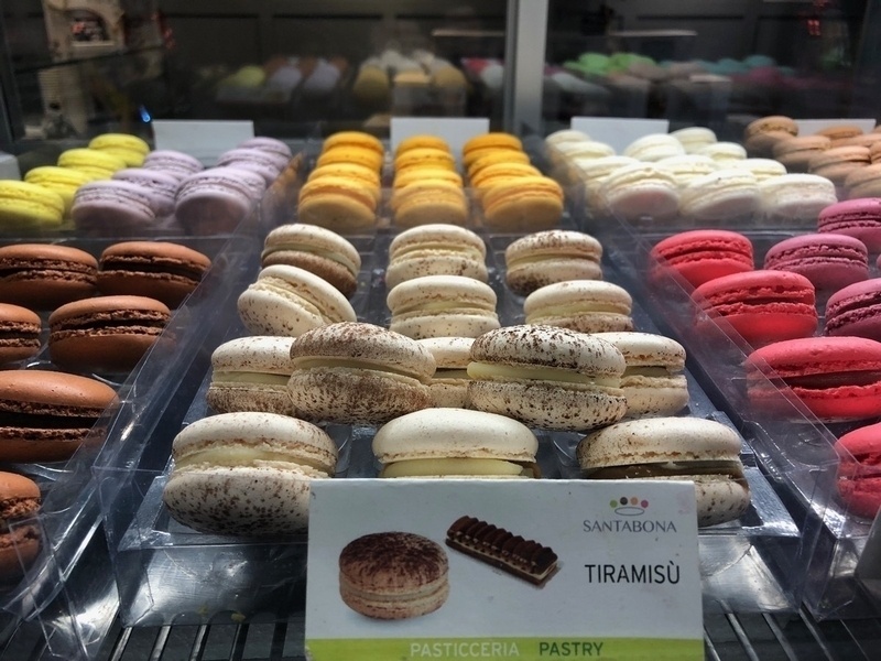 Macarons in a shop window