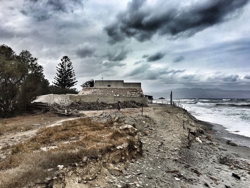 Clouds and stormy sea on the coast