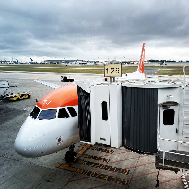 Easyjet aeroplane at the airport terminal