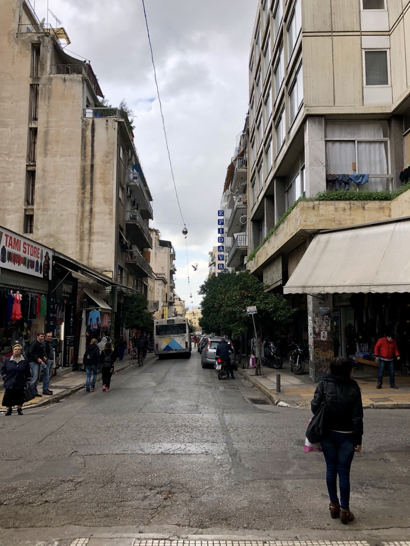 Street scene includng the Epidavros Hotel, Athens